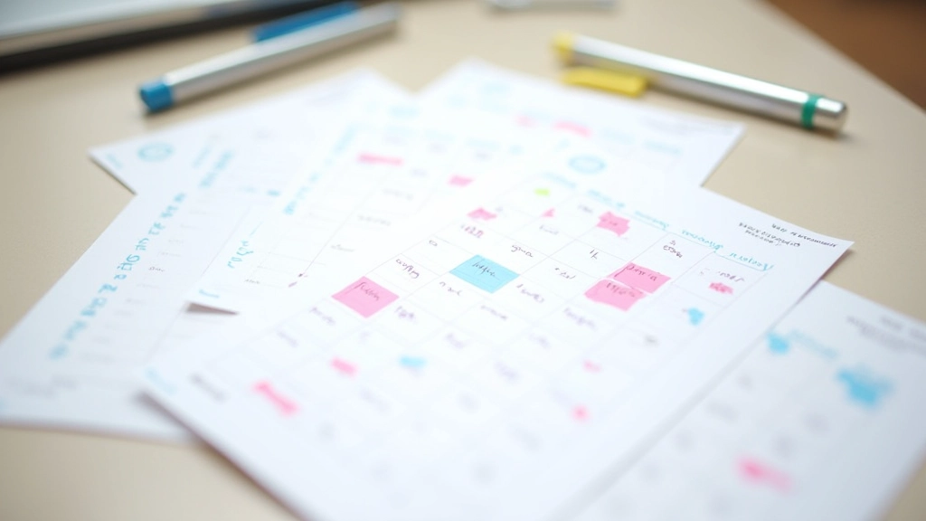 Wekelijks overzicht van gevulde dagschema's met markeringen voor voltooide taken en notities over wat goed werkte