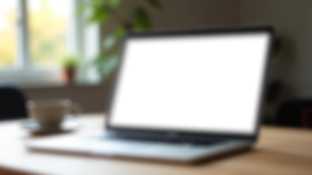 Laptopscherm met blanco browservenster en minimale interface-elementen