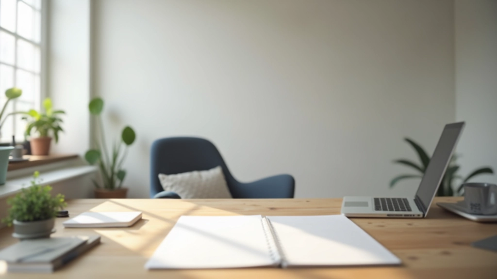 Professioneel werkgebied met minimale afleiding, schoon bureau, natuurlijke lichtinval, gefocust werken