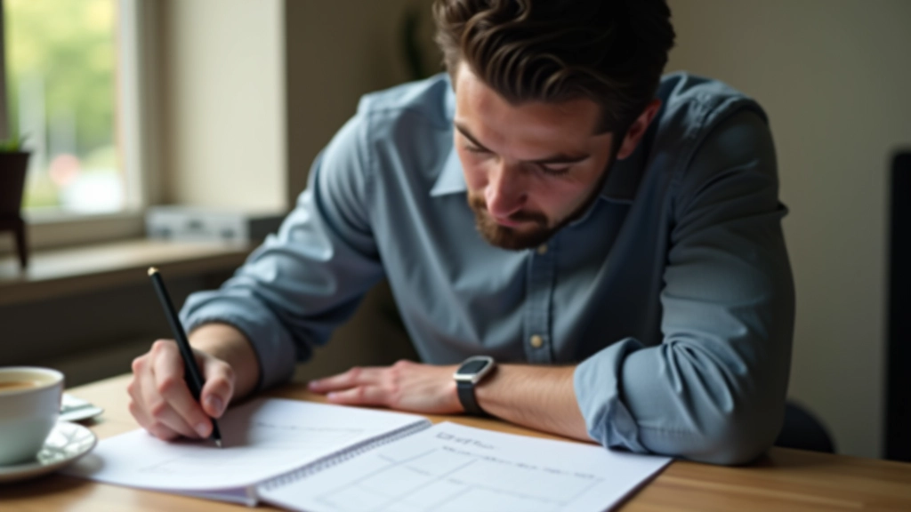 Persoon die takenblok met pen invult in dagschema met concentratie